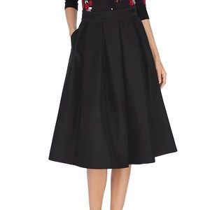 FULL TAFFETA BLACK MIDI SKIRT